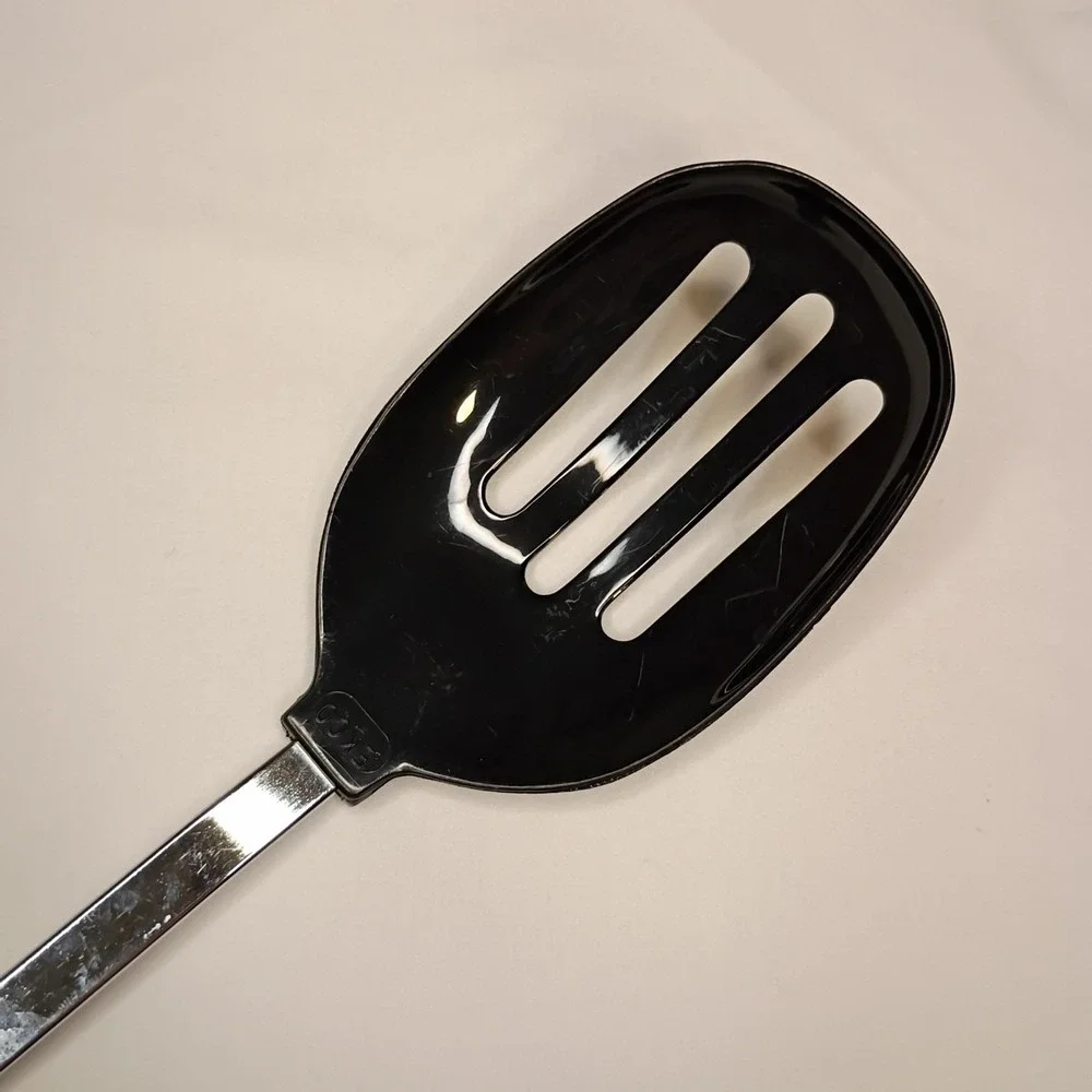 Vtg EKCO Slotted‎ Serving Spoon Black Nylon Stainless Heat Resistant 400'F 12